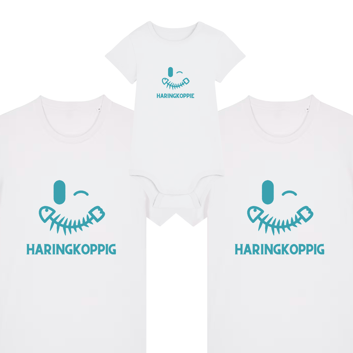 Haringkoppig Ouders + Baby set - T-shirts & Romper (blauw)